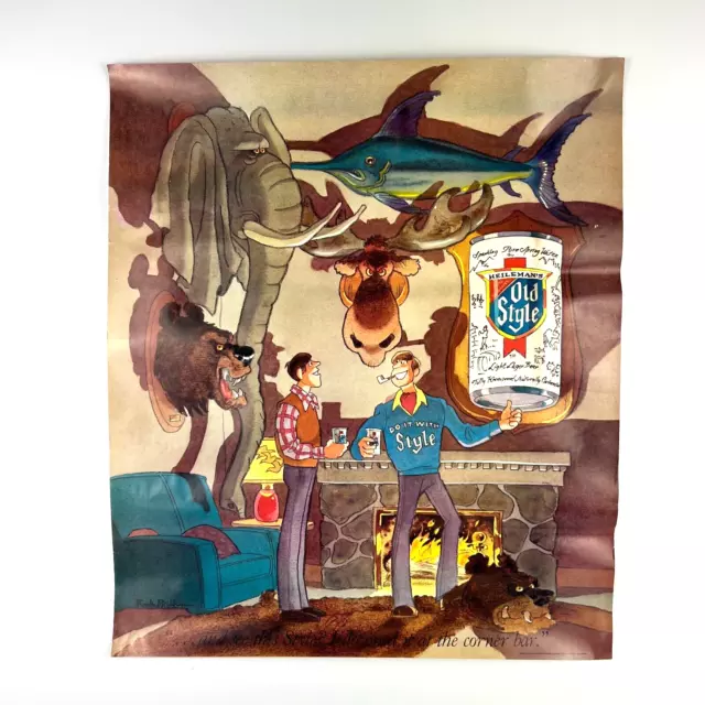 Old Style Beer 1983 Vintage Advertising Poster by Rowland B. Wilson Man Cave