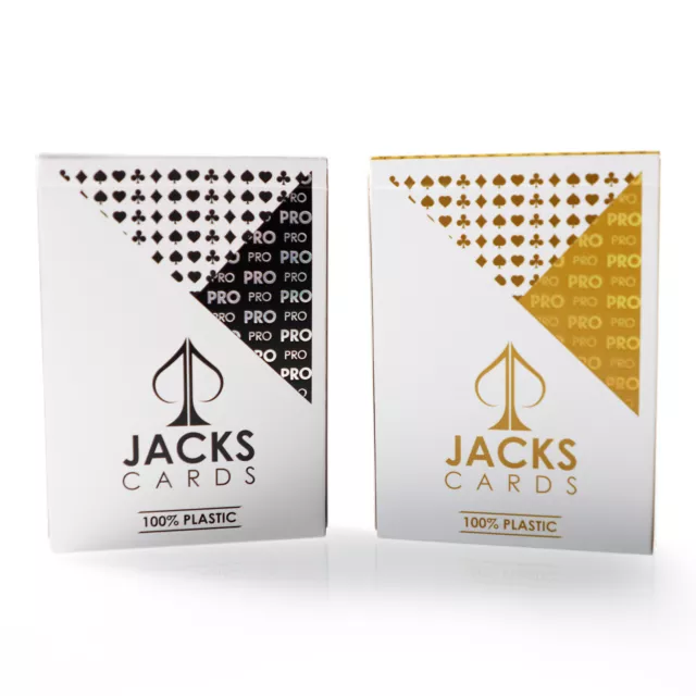 JACKS PRO 100% Plastic Playing Cards Black Gold Jumbo Index  Decks Free Cut Card