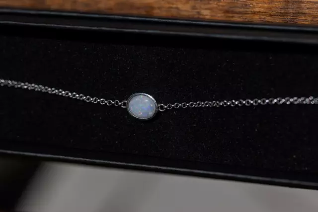 Australian White Opal sterling silver bracelet