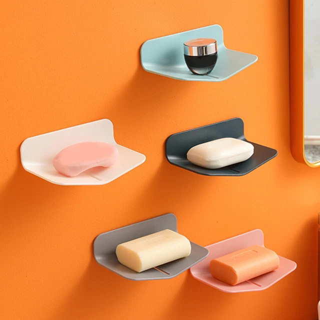 Soap Holder Dishes Bathroom Shower Storage Tray Racks Wall Mounted Self Adhesive