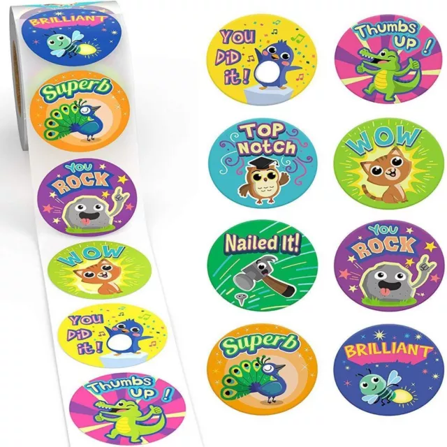 Cute Word Reward Stickers 500 Pcs Motivational Stickers Roll For