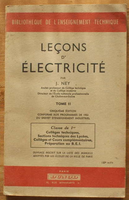 010520 - Leçons d'électricité - Tome 2 (J. Ney) [scolaire,electricite,courant]