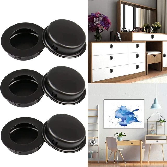 6X Recessed Flush Pocket Door Cabinet Pull Inset Sliding Door Handle PACK