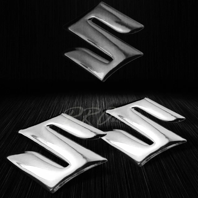Customize Your Suzuki GSX-R With 2-Tone Black & Chrome Decal Kit - 8" Logo & 6.25" Emblem Stickers