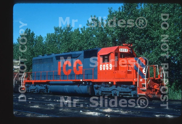 Original Slide ICG Illinois Central Gulf Clean Paint SD40 6059 E.Hazel Crest IL