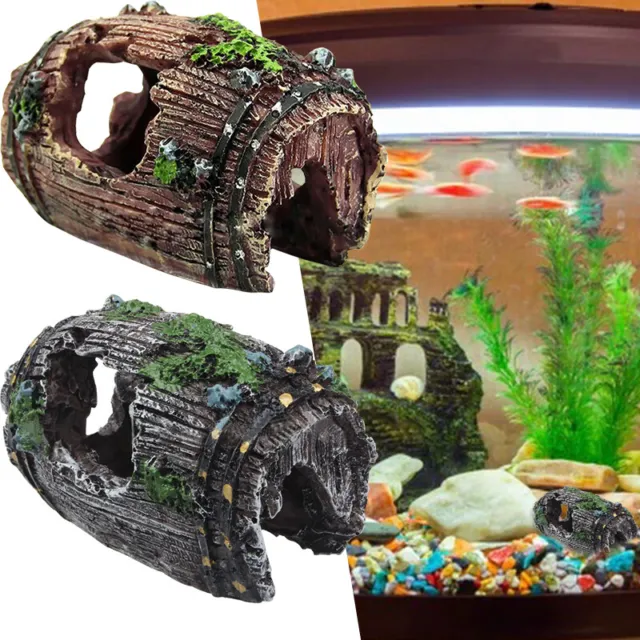Aquarium Fish Tank Landscaping Artificial Barrel Barrel Resin Ornament Cave