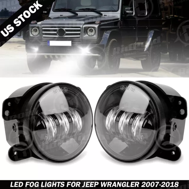 Pair 4 Inch LED Fog Lights Lamp for Jeep Wrangler JK TJ LJ Dodge Journey Charger