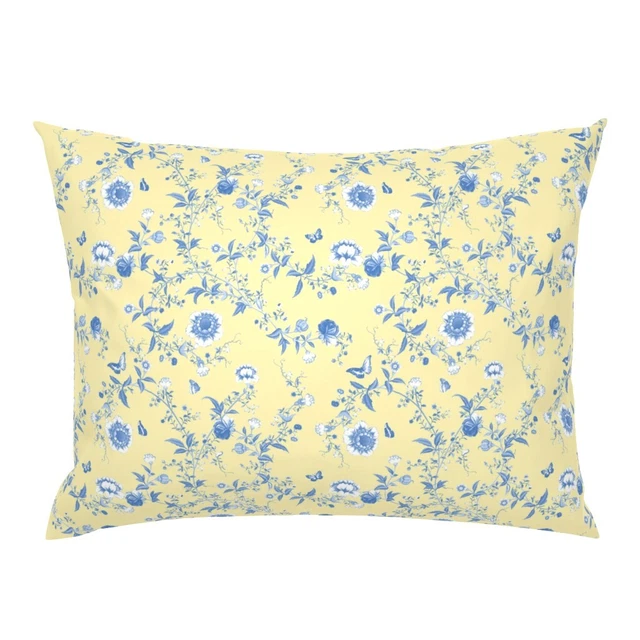 Daffodil Butterflies Toile Chinoiserie Rococo French Pillow Sham by Spoonflower