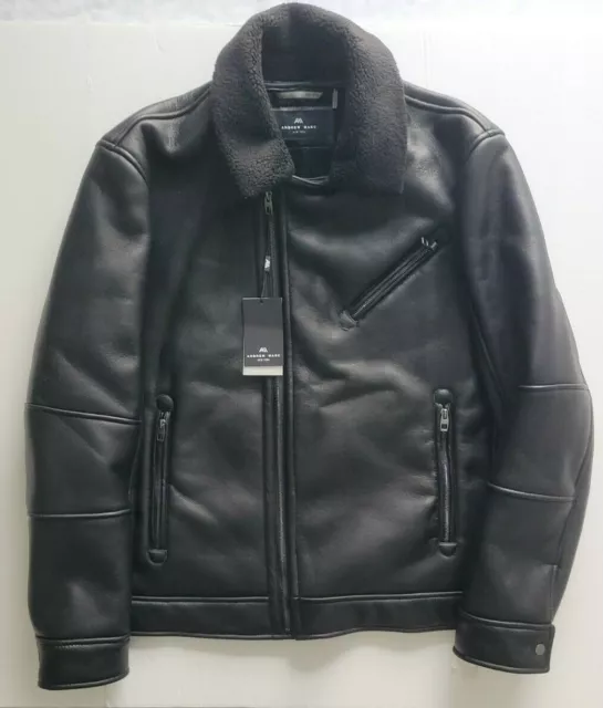 Marc New York Mens XL Black MAXTON Leather Motor Jacket