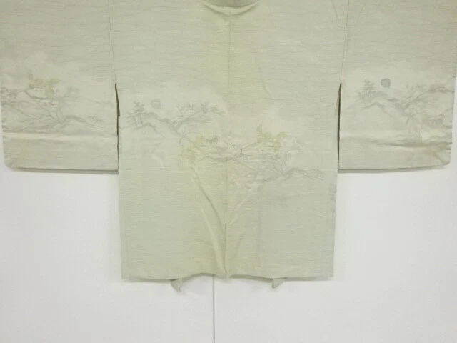 80001# Japanese Kimono / Antique Haori / Woven Bamboo Grass & Pine
