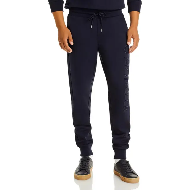 Moncler Mens Navy Cotton Logo Comfortable Sweatpants Loungewear L BHFO 2930