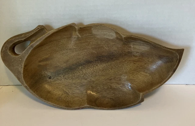 Monkey Pod Vintage Wooden Leaf Shape Dish Monkey Pod Wood Bowl Made-Philippines