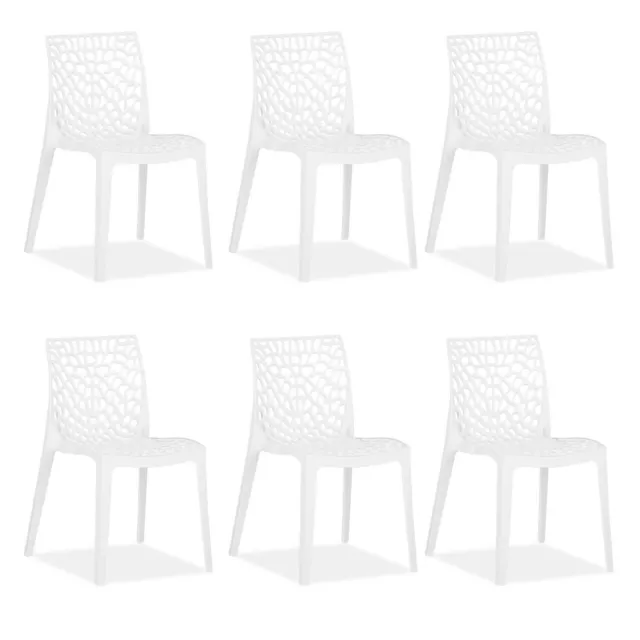 Chaise de jardin 6 chaises design empilable blanc plastique bistrot Homestyle4u