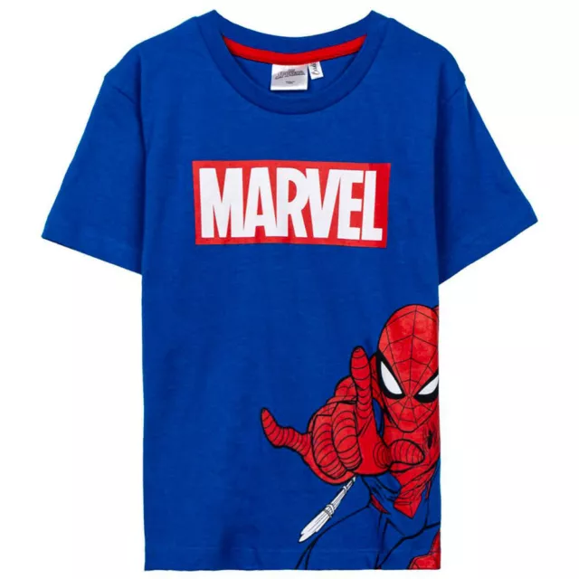 Spider Man Tshirt Maglietta Bambino Bimbo Cotone Blu Corta Originale Marvel