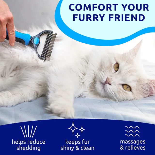 Brush Pet Dog Cat Grooming Hair Comb Remover Tool Fur Undercoat Rake Double-Side 8