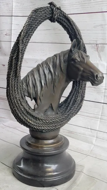 Originale Milo Splendido Busto Cavallo Testa Bronzo Scultura Arte Figurina Sale
