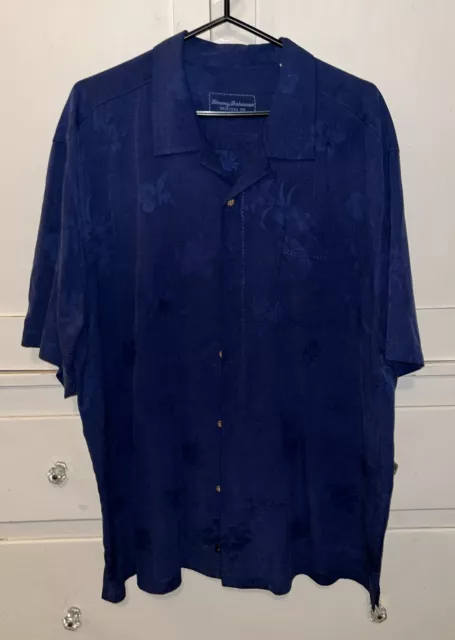 Tommy Bahama Embroidered STRUM IN THE NEW YEAR blue Silk Camp Shirt XL 2