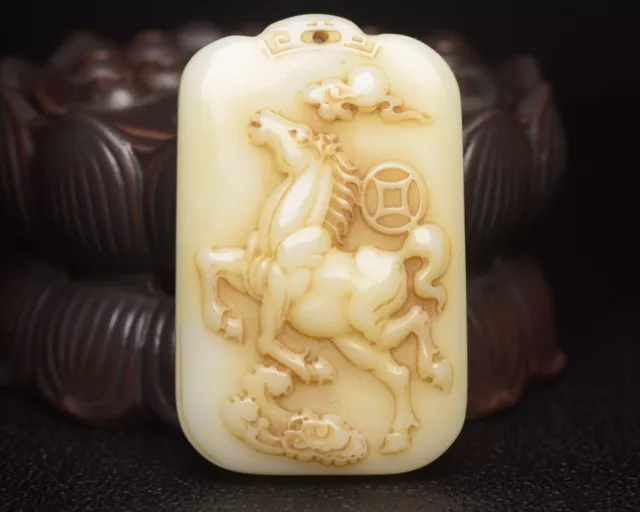 Chinese Antique Song Dynasty Hetian Ancient Jade Carved Horse Jade Pendants