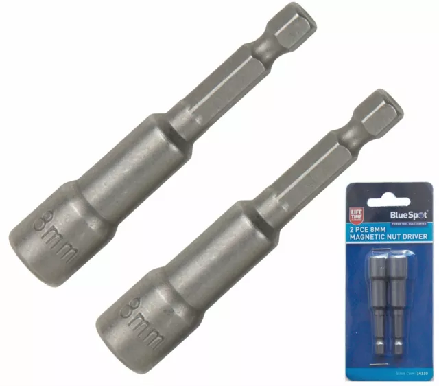 8mm Magnetic Nut Driver 55mm Long Socket Set Impact Drill Bit 1/4" Hex 14110