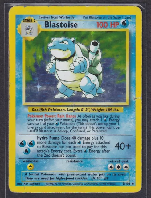 Blastoise Base Set 2/102 Holo Pokemon Card