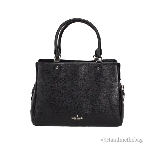 Kate Spade Leila Medium Black Pebbled Leather Triple Compartment Satchel Handbag