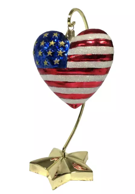 LRG Christopher Radko BRAVE HEART American Flag Star Display Christmas Ornament