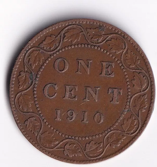 Canada 1910 1 Cent One Large Cent Coin King Edward Nice Details