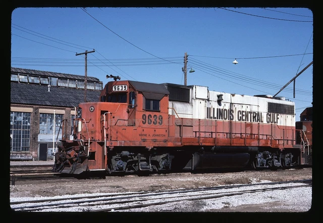 Original Slide - ICG Illinois Central Gulf 9639 GP38AC Fulton KY 3-1-86