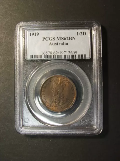 1919 Australian Half Penny, PCGS MS62BN