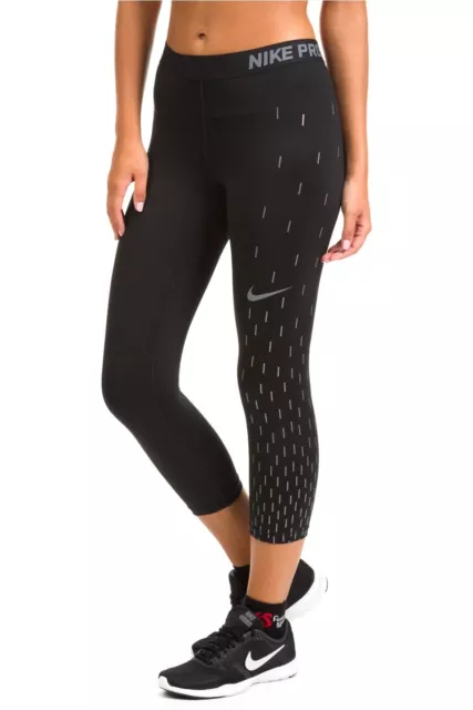 Nike Women's Pro Cool Microcosm Print Capri Tights 831996-010 Black/Black 