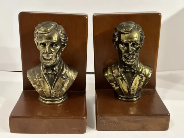 Vintage Cast Pair of Abraham Lincoln President Bookends Abe