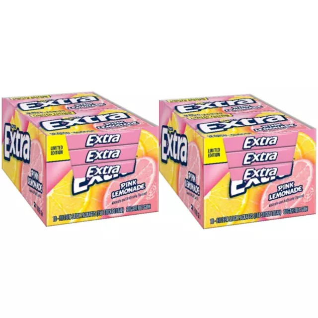 EXTRA Gum Pink Lemonade Sugar Free Chewing Gum, 15 Pieces Each Pack (Pack of 20)