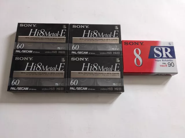 5x Tape Hi 8 Video 8: Sony Video 8 SR 90 & HI8 Metal-E 60 / OVP NEU