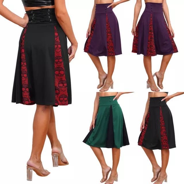 Womens Medieval Skirts Victorian Steampunk Skirt Cosplay Costume Swing Vintage