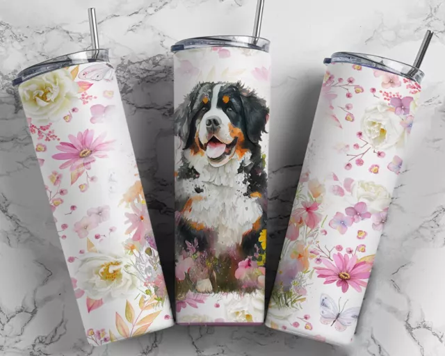 Bernese Mountain Dog 20oz Stainless Steel Tumbler with Straw