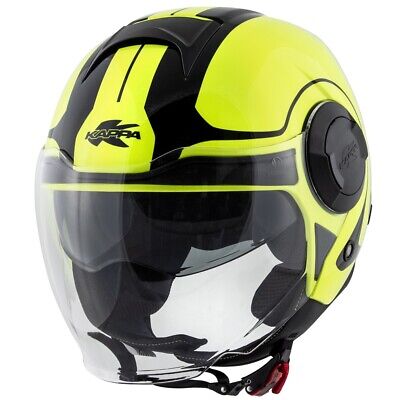 Casco Helmet Moto Jet Kappa Kv37 Giallo Fluo Nero Yellow Black Tg S