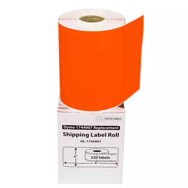 DYMO LW 1744907 ORANGE 4XL 4x6 4"x6" - ONE (1) Roll All-Purpose Labels FREE SHIP