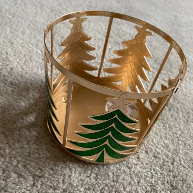 Bath And Body Works Gold Green Christmas Tree Candle Holder