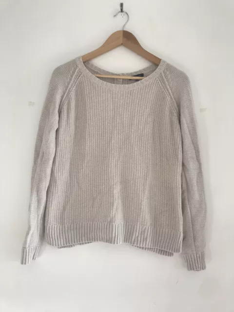 Pull en tricot câble beige pour femme Tommy Hilfiger taille S