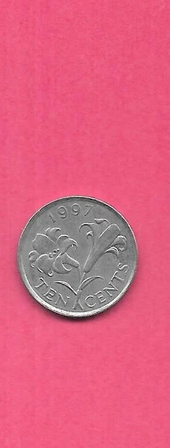 Bermuda Km17 1970 Vf-Very Fine Circulated Old Vintage 10 Cent Flower Coin