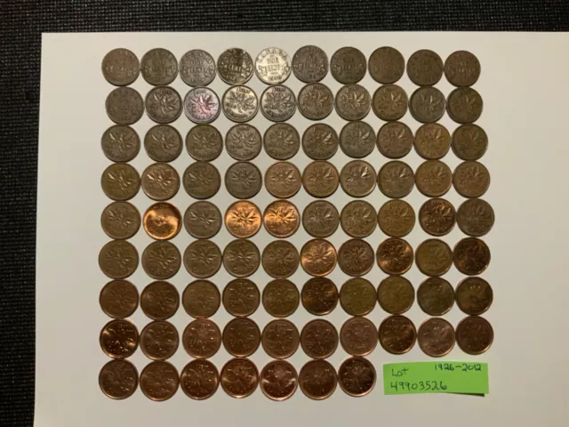 Canada 1926  - 2012  - 1 Cent Canadian Penny -  87 years of pennies