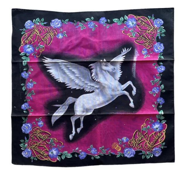 Vintage Harley Davidson Pink Pegasus Bandana Handkerchief
