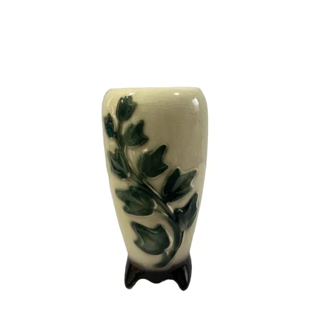 Vintage Royal Copley Pottery Vase Green Ivy Pattern 7" Tall