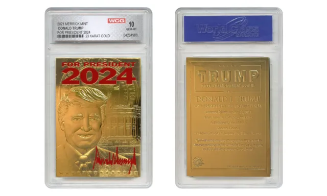 DONALD TRUMP 2024 Save America 23K GOLD SIGNATURE Card - Graded GEM-MINT 10