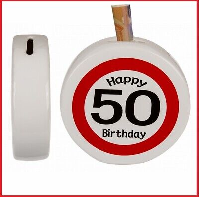 Salvadanaio salvadanaio per il 30° compleanno Ceramica rotonda 14 cm x 13 cm x 5 cm ca Happy Birthday 30 