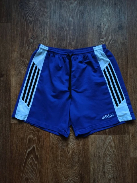 Men`s Vintage 90s Adidas Football Shorts Mens Size L D8 Blue