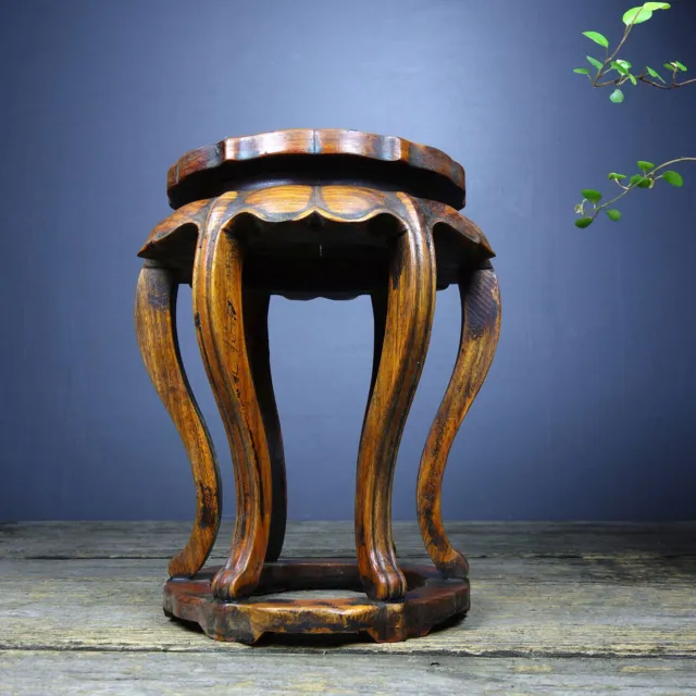 8" Chinese Rosewood Statue Exquisite Antique Decor Carved Wooden Shelf Ornament