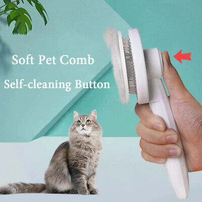 Pet Dog Cat Clean Grooming Self Cleaning Sheding Brush Slicker Hair Remover Comb