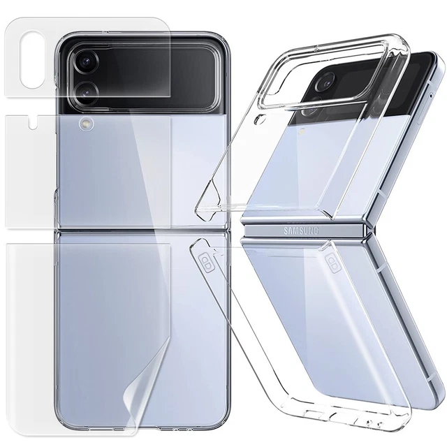 Heavy-Duty Bundle+Soft Hydrogel Hard Cover Case f Samsung Galaxy Z Flip 4 F721U