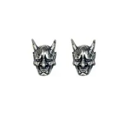 1Pair Oni Head Stud Earrings Silver Color Earring Studs Women Men Jewelry Gifts